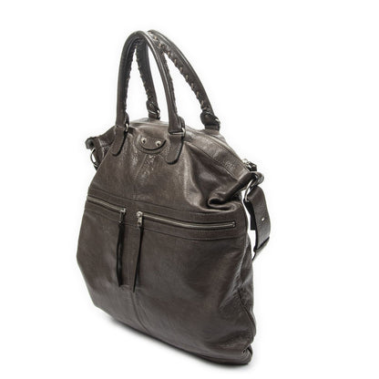 Balenciaga Classic Square Brown Distressed Calfskin Leather Shoulder Bag — view 2