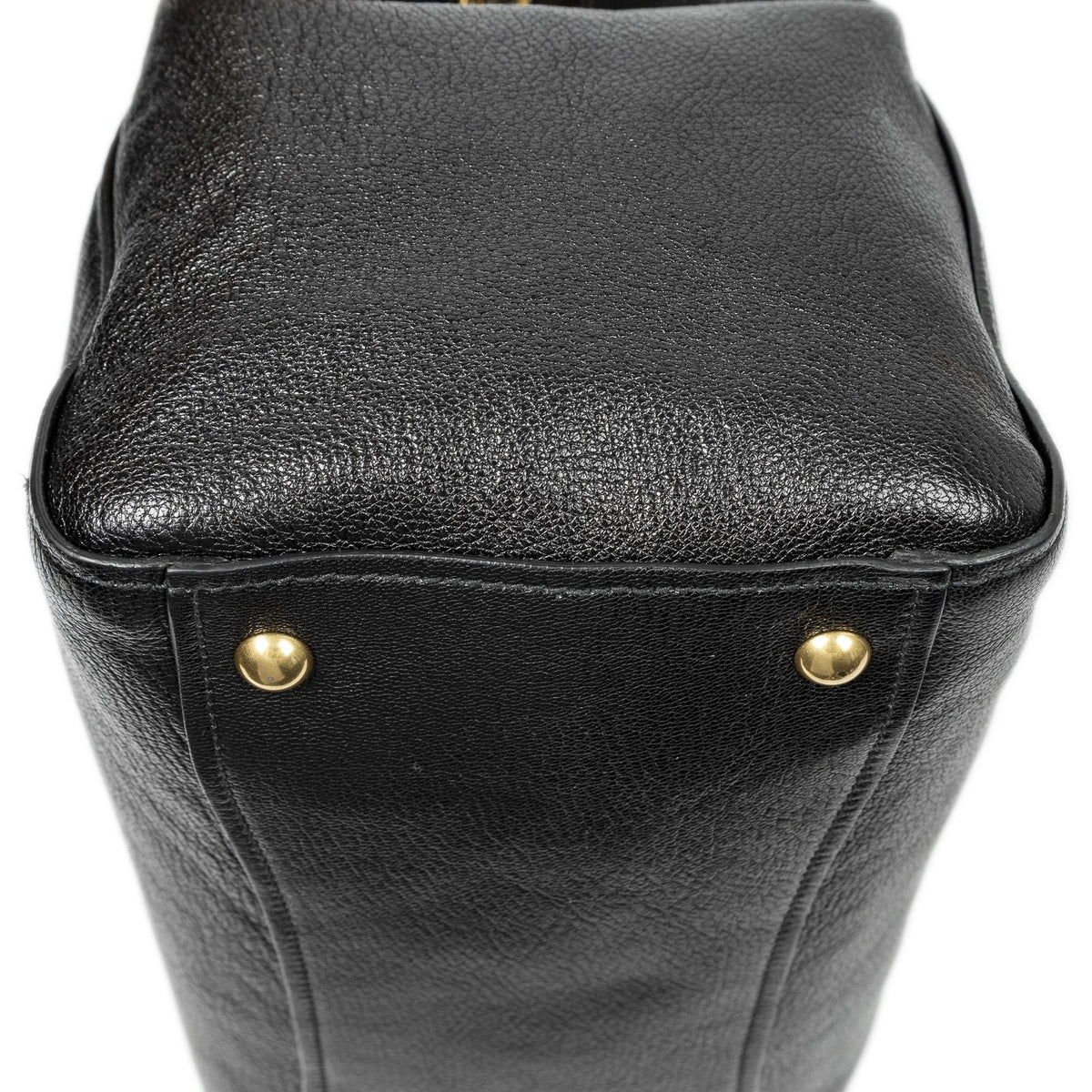 Miu Miu Studded Dome Top Handle Black Madras Leather Handbag — view 8