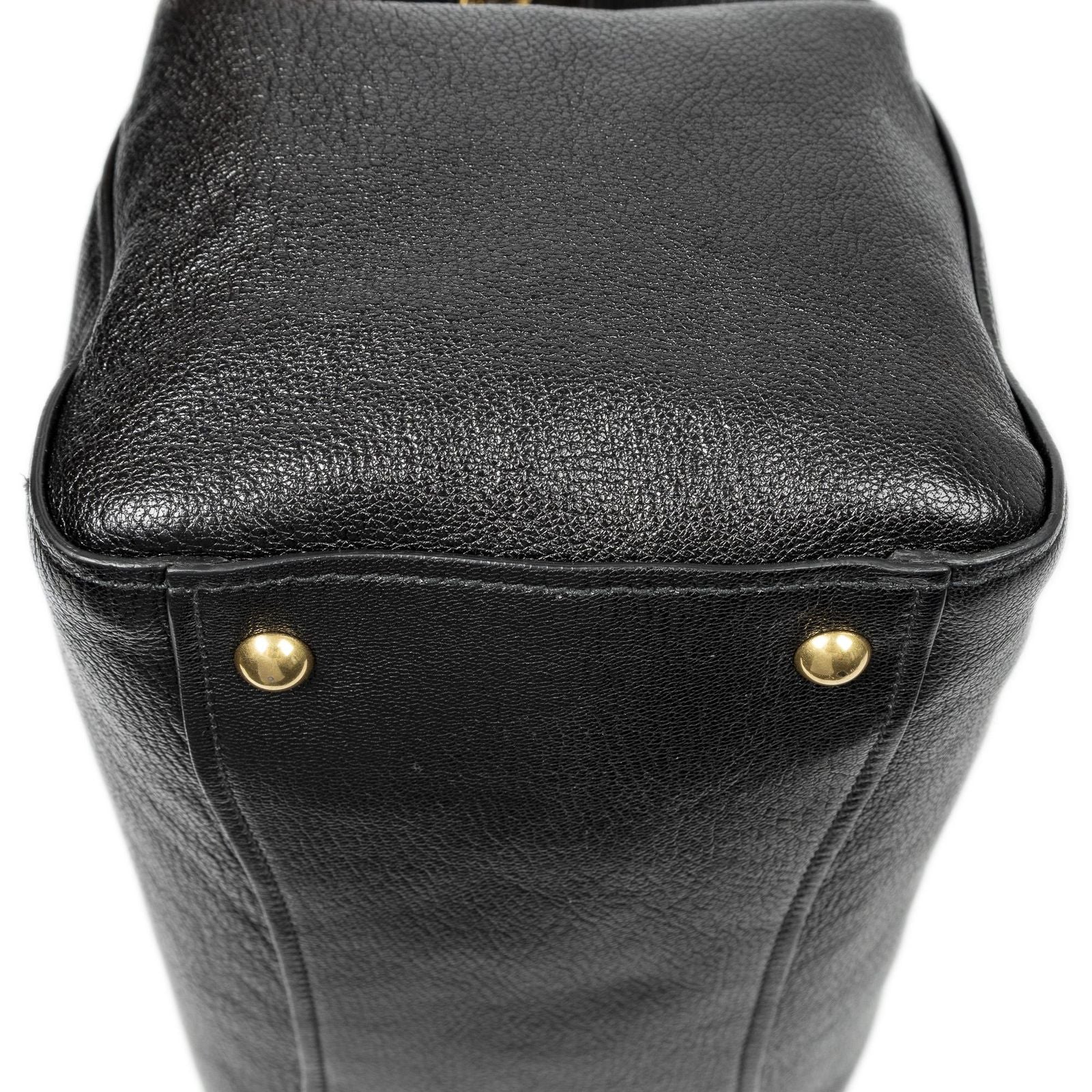 Miu Miu Studded Dome Top Handle Black Madras Leather Handbag — view 8