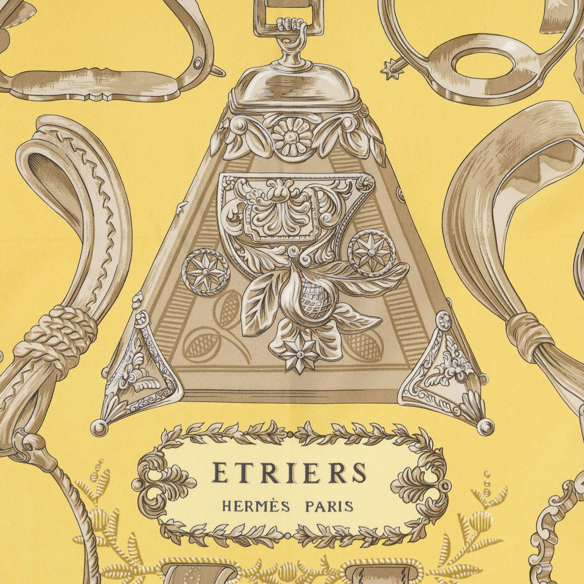 Hermes Scarf Yellow Blanc's Twill Silk — view 3
