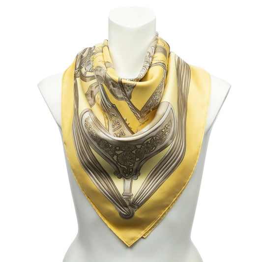 Hermes Scarf Yellow Blanc's Twill Silk