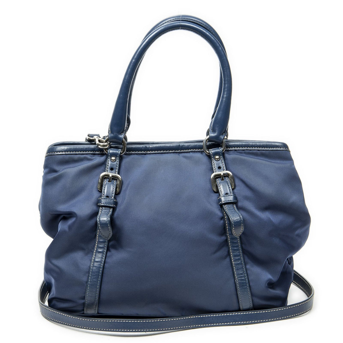 Prada Horizon Tal Convertible Gaufre Tote Blue Nylon Canvas — view 5