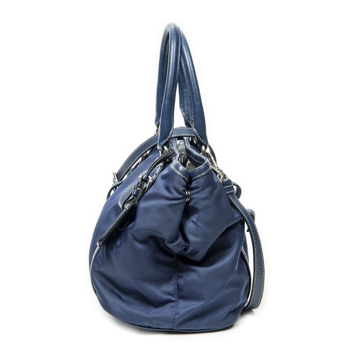 Prada Horizon Tal Convertible Gaufre Tote Blue Nylon Canvas — view 3