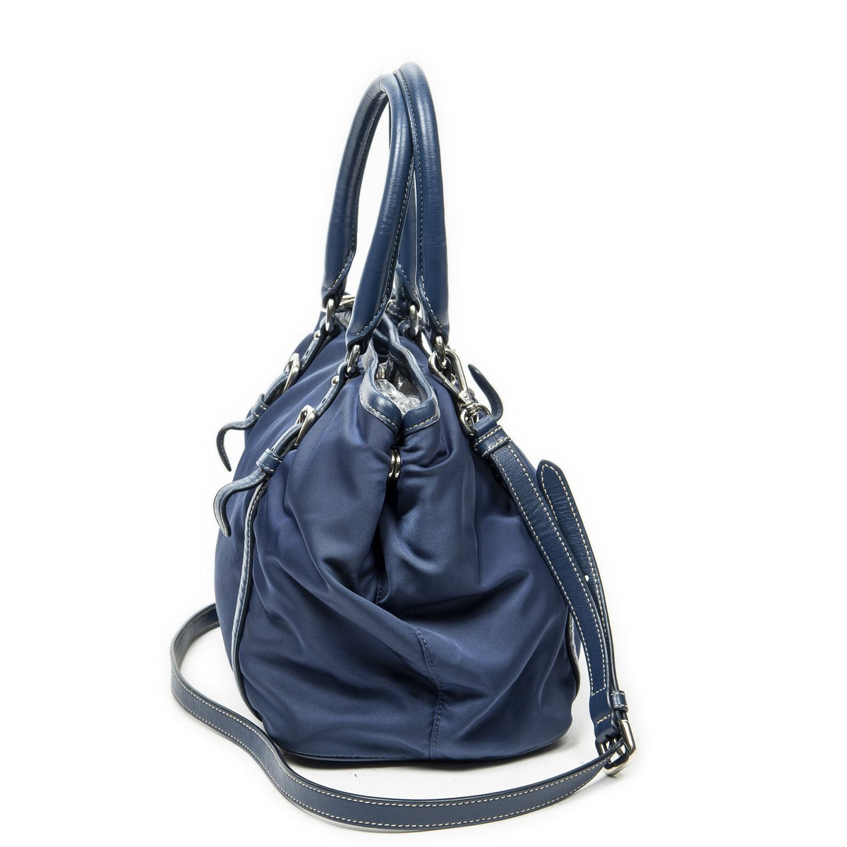 Prada Horizon Tal Convertible Gaufre Tote Blue Nylon Canvas — view 4