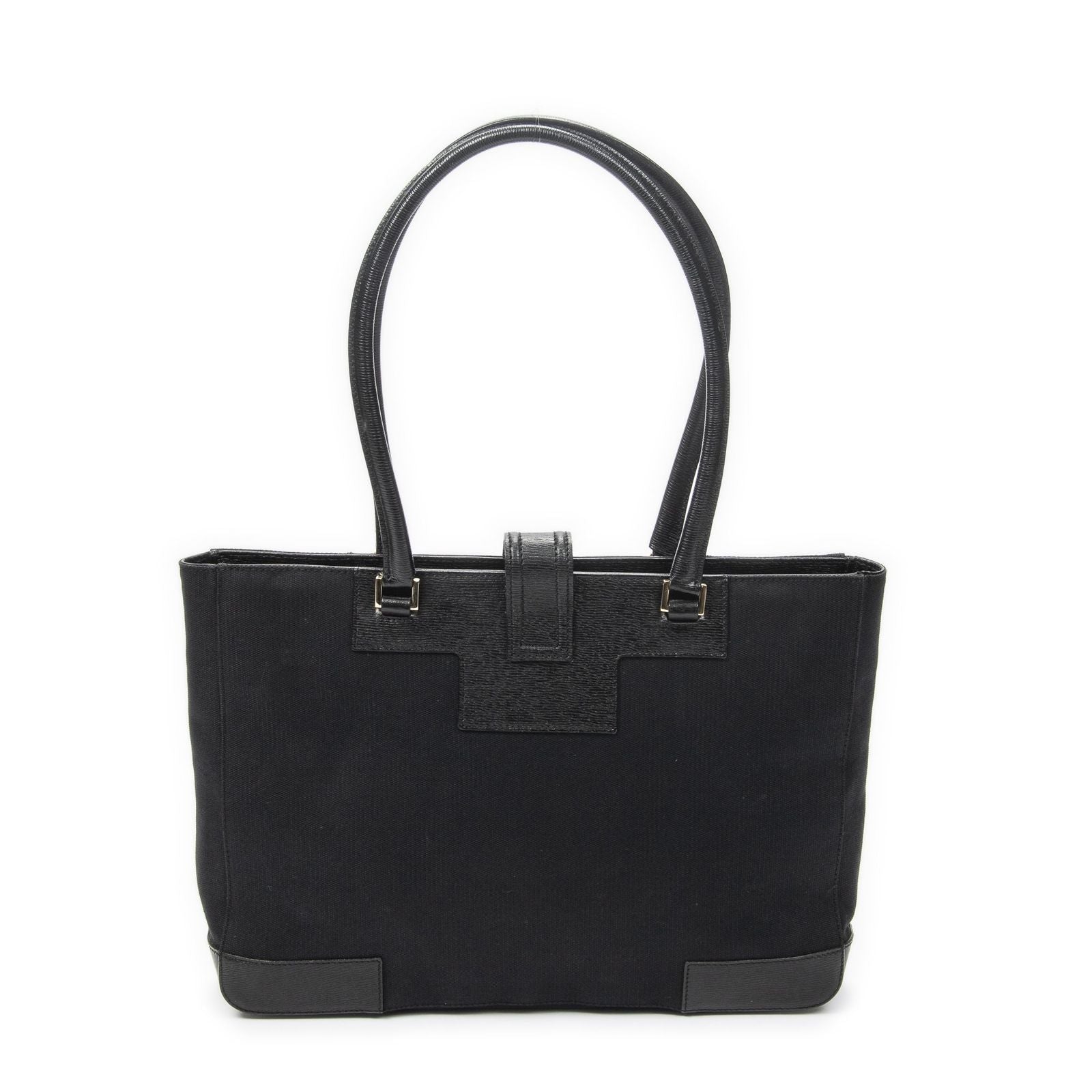 Gucci g Buckle Logo Open Tote Black Canvas — view 5