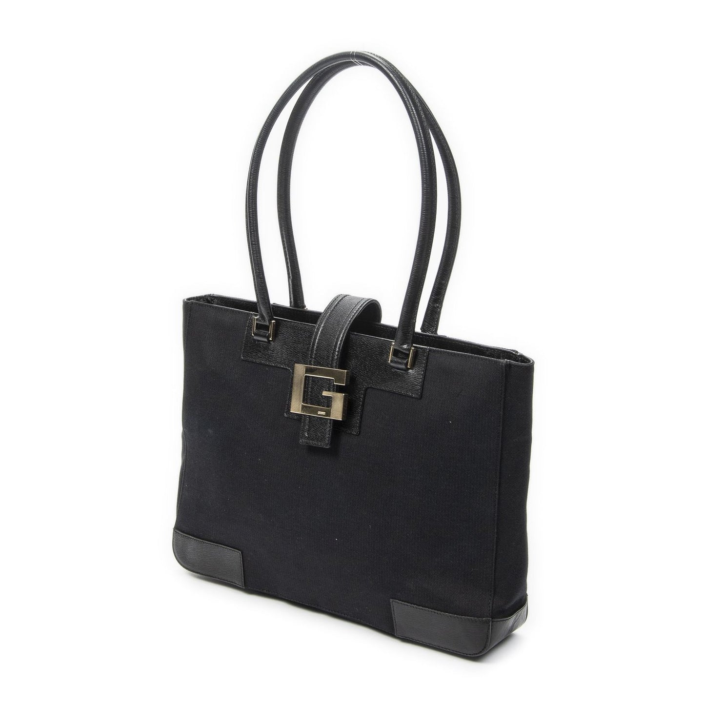 Gucci g Buckle Logo Open Tote Black Canvas — view 2
