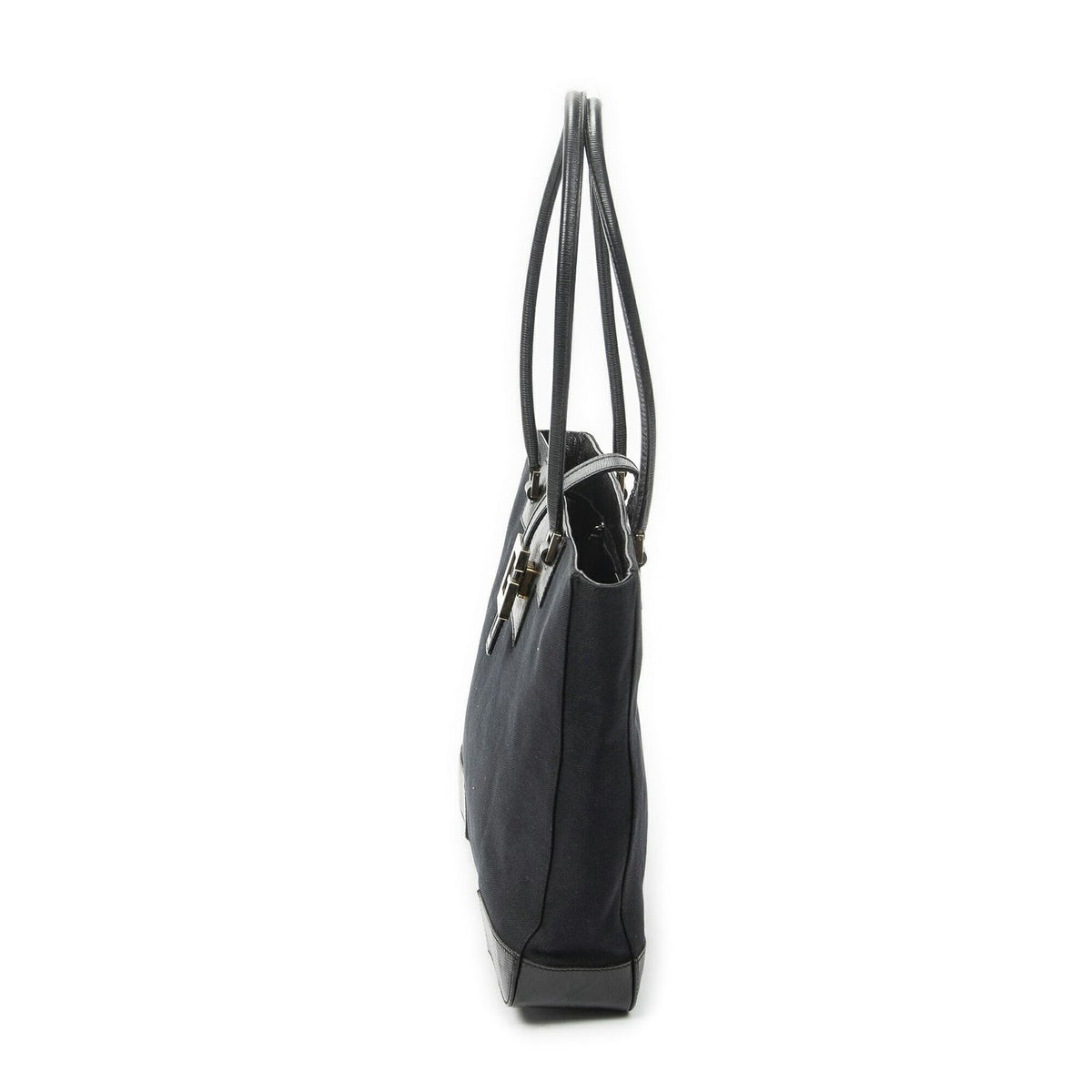 Gucci g Buckle Logo Open Tote Black Canvas — view 3