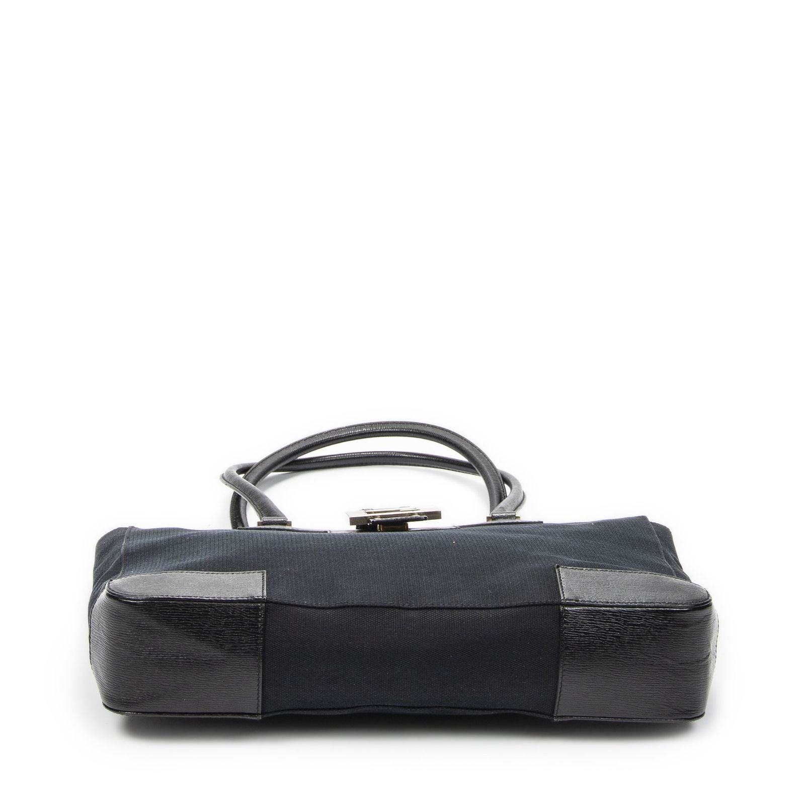 Gucci g Buckle Logo Open Tote Black Canvas — view 6