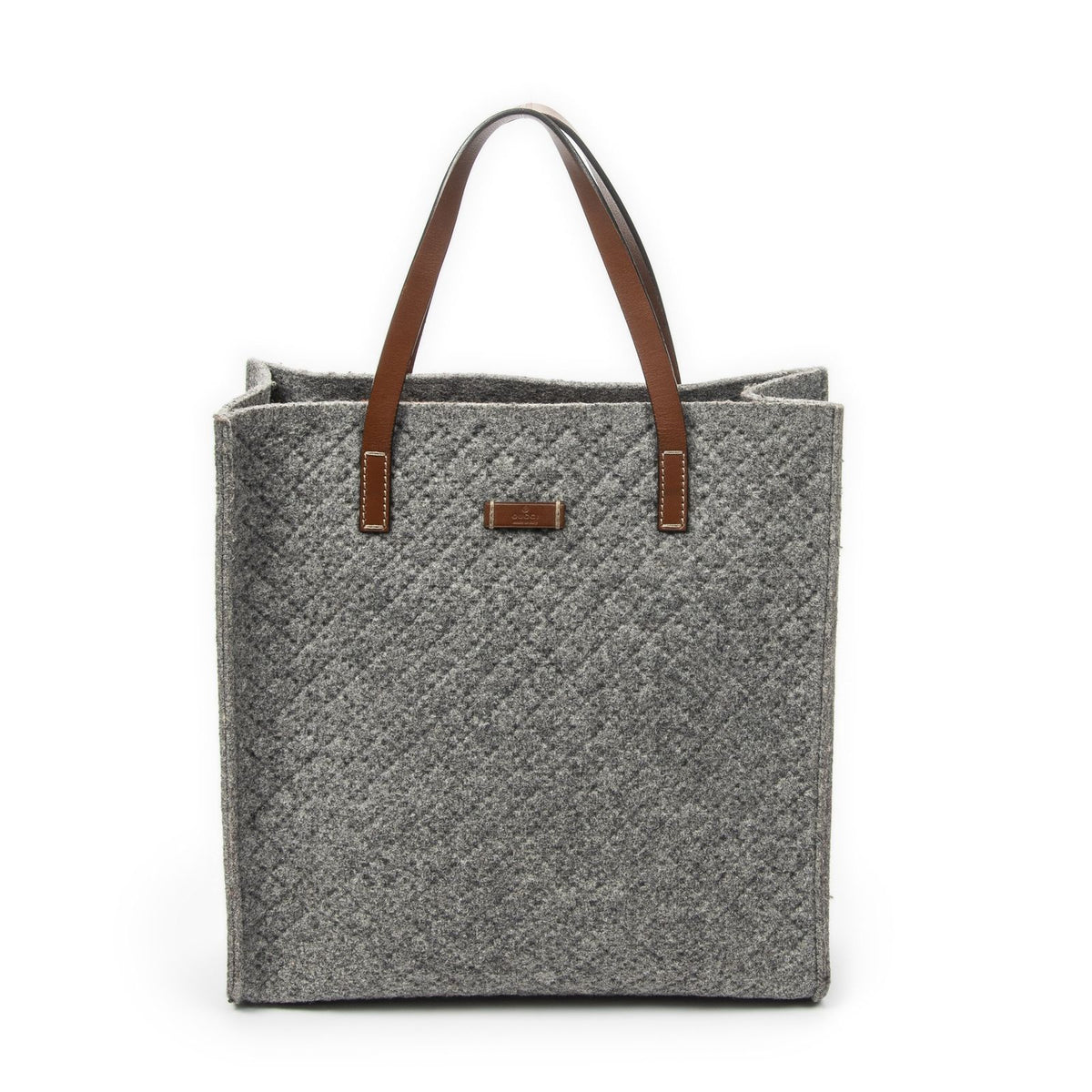 Gucci Diamante Tote Gray Matelasse Fur Canvas