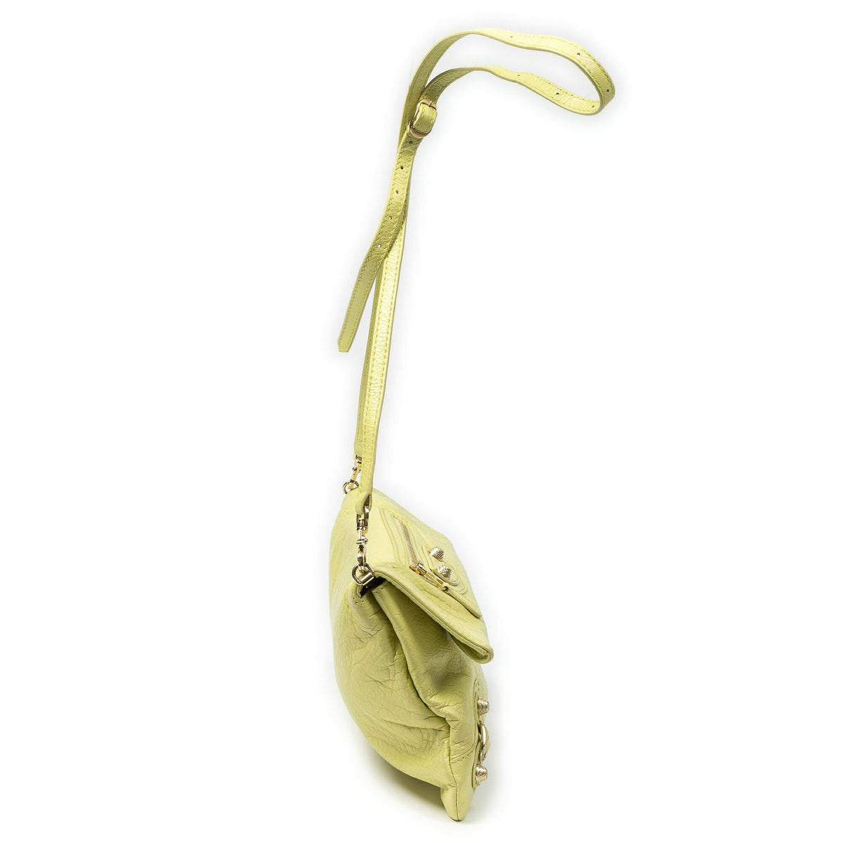 Balenciaga Envelope Clutch Crossbody Light Green Distressed Calfskin Leather — view 4