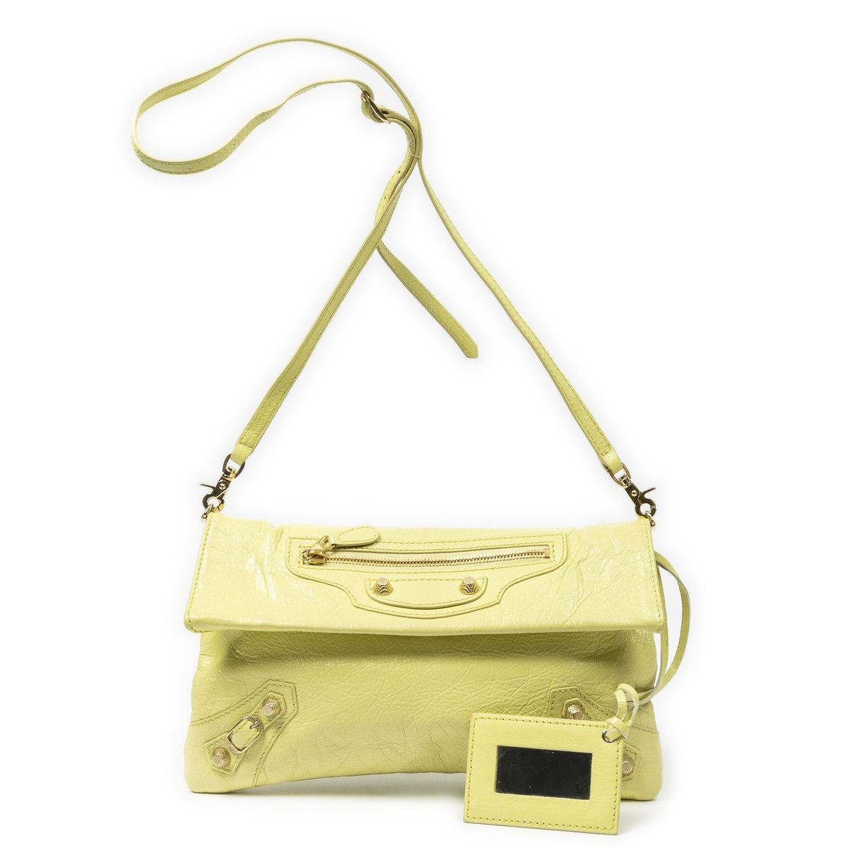 Balenciaga Envelope Clutch Crossbody Light Green Distressed Calfskin Leather