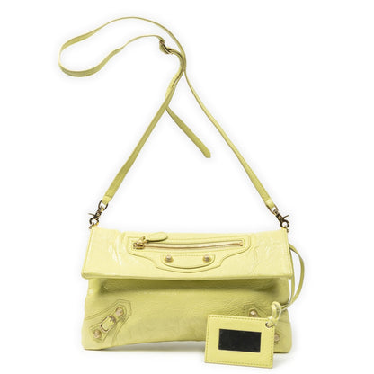 Balenciaga Envelope Clutch Crossbody Light Green Distressed Calfskin Leather