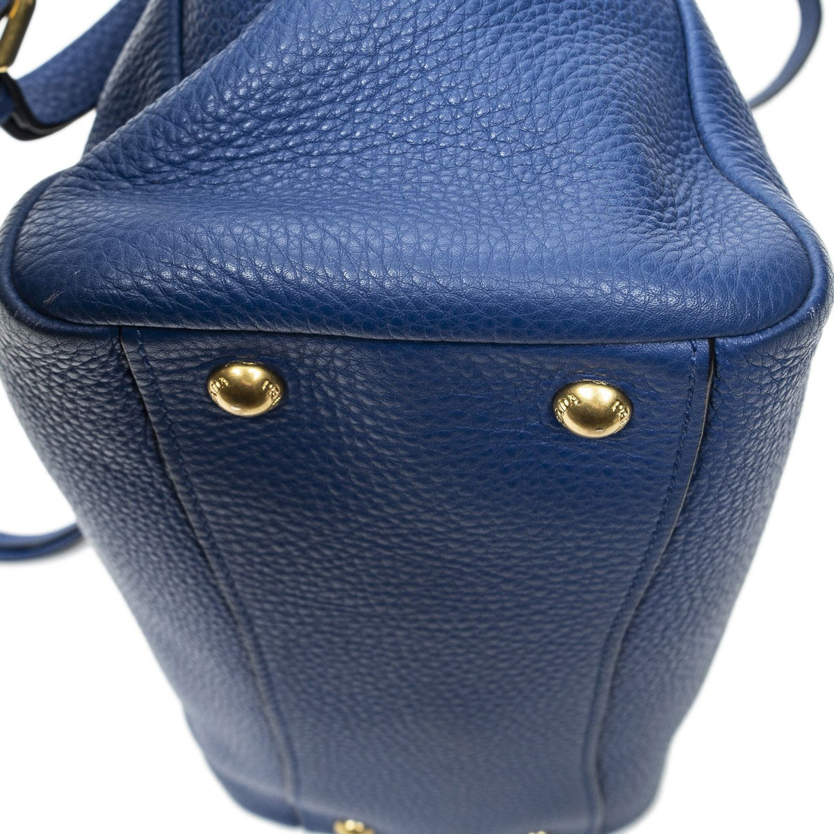 Prada Front Pocket Convertible Tote Blue Vitello Daino — view 8