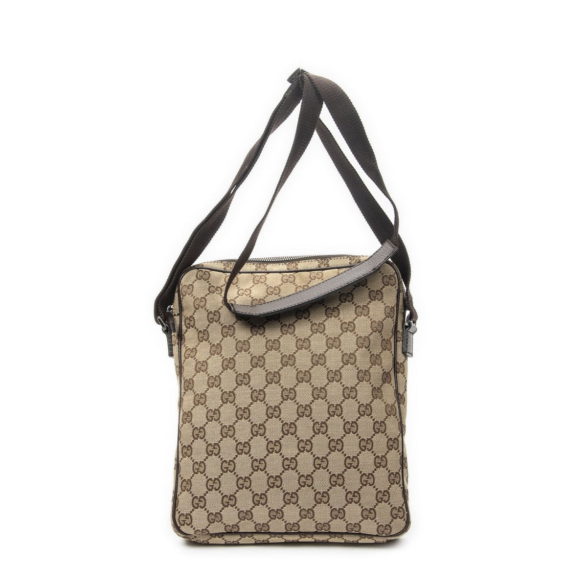 Gucci Front Pocket Messenger Bag Dark Brown GG Canvas — view 5