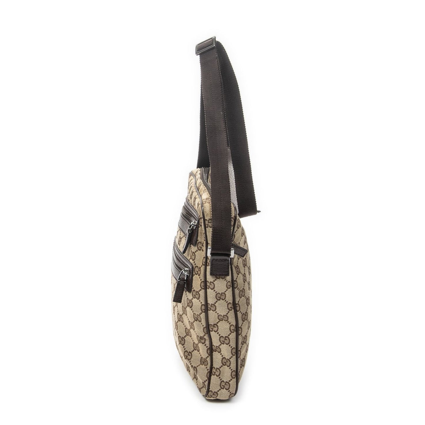 Gucci Front Pocket Messenger Bag Dark Brown GG Canvas — view 3