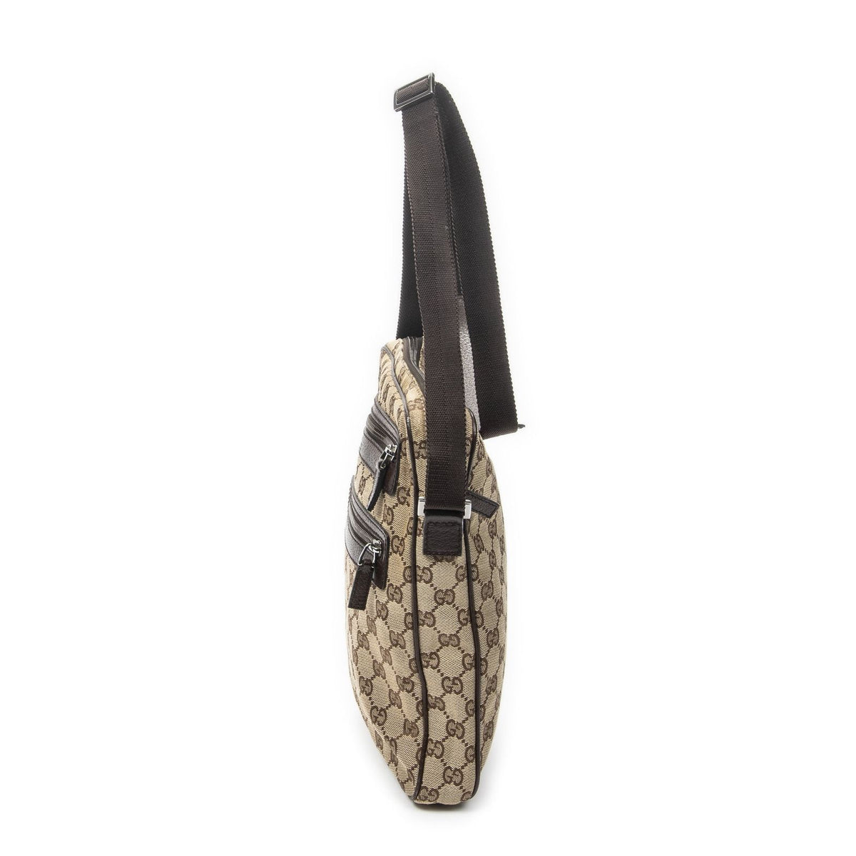 Gucci Front Pocket Messenger Bag Dark Brown GG Canvas — view 3