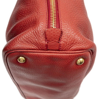 Prada Large Zip Tote Red Vitello Daino — view 7