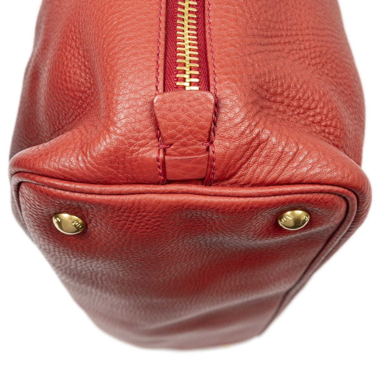 Prada Large Zip Tote Red Vitello Daino — view 8