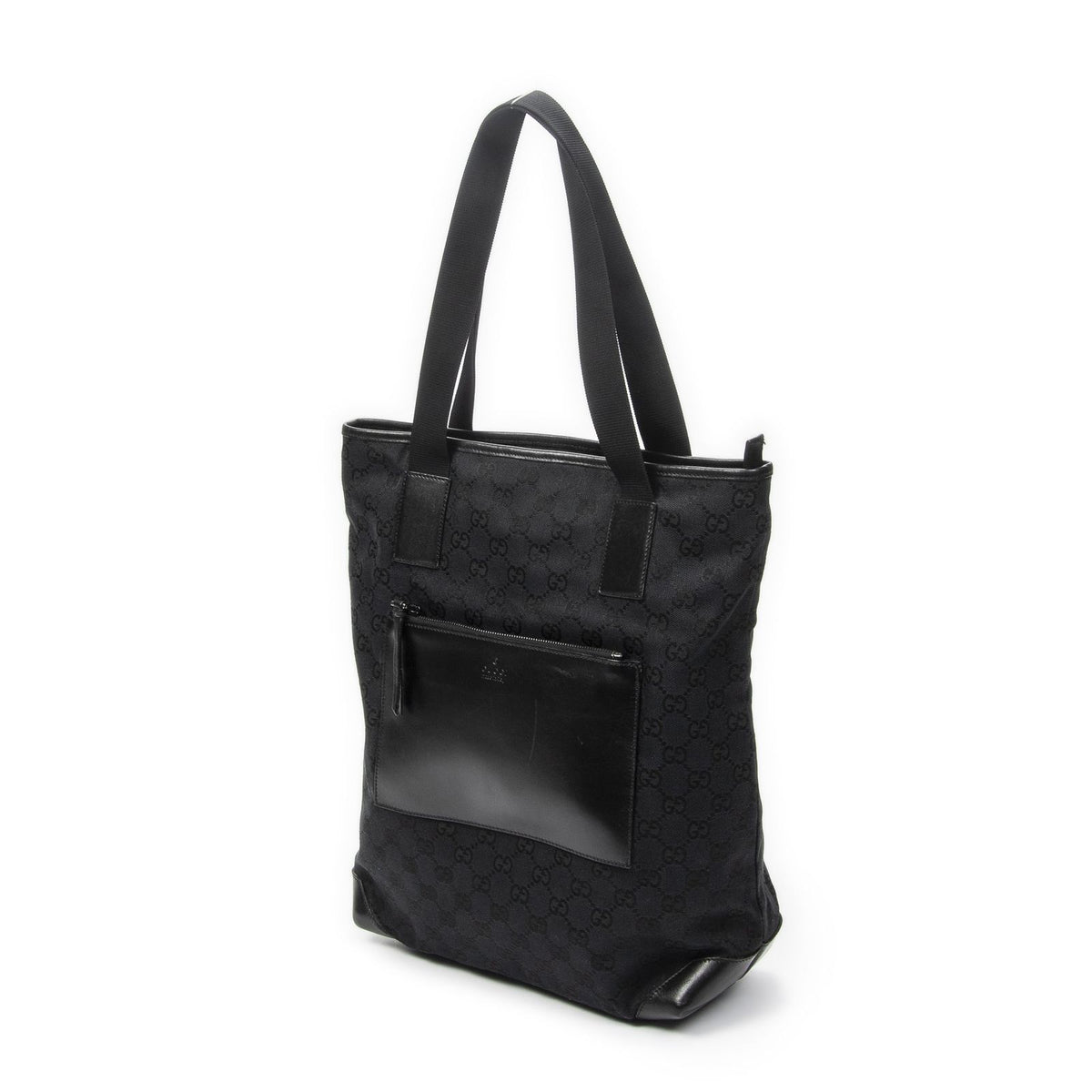 Gucci Front Pocket Zip Tote Black GG Canvas — view 2