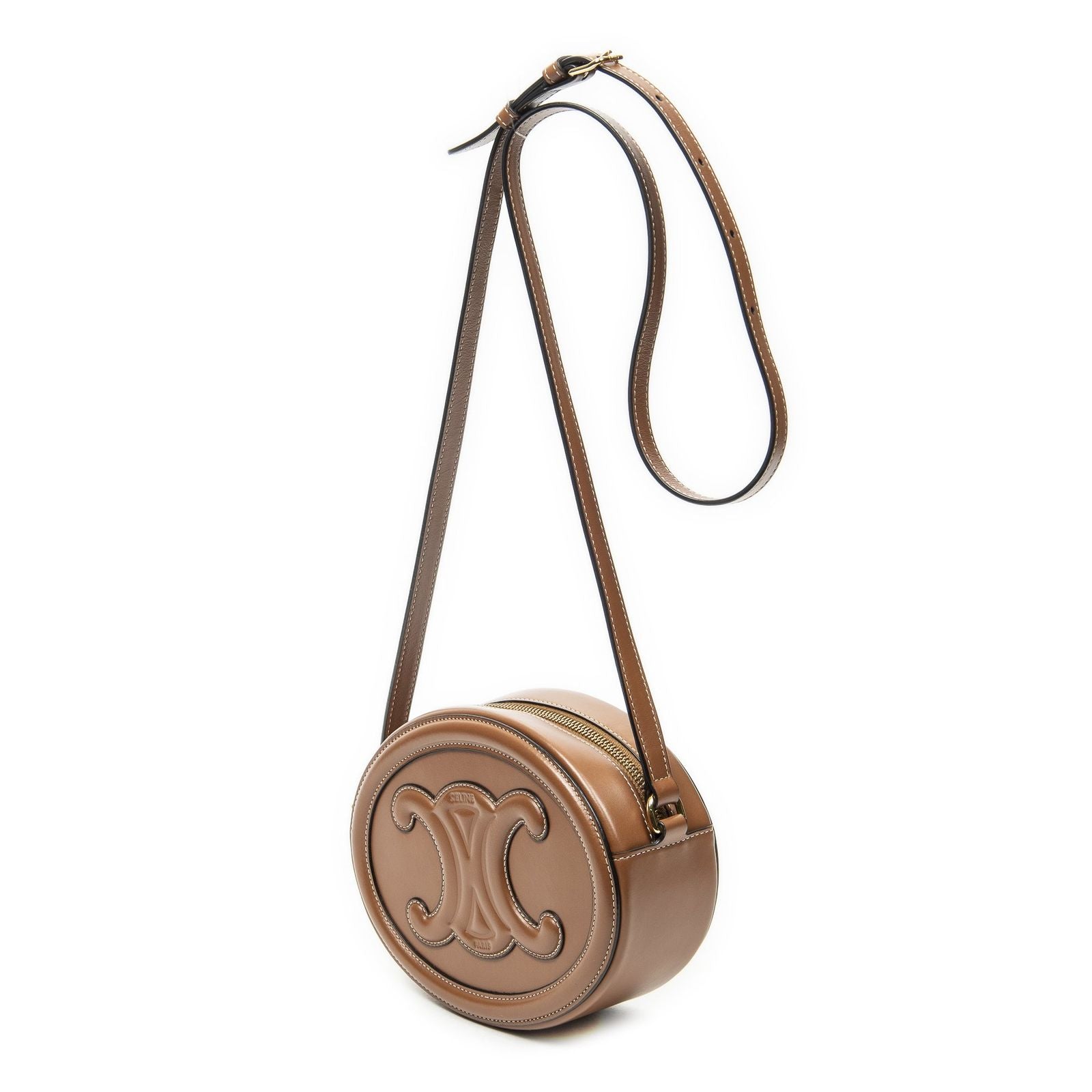 Celine Small Cuir Triomphe Oval Crossbody Brown Calfskin Leather — view 2