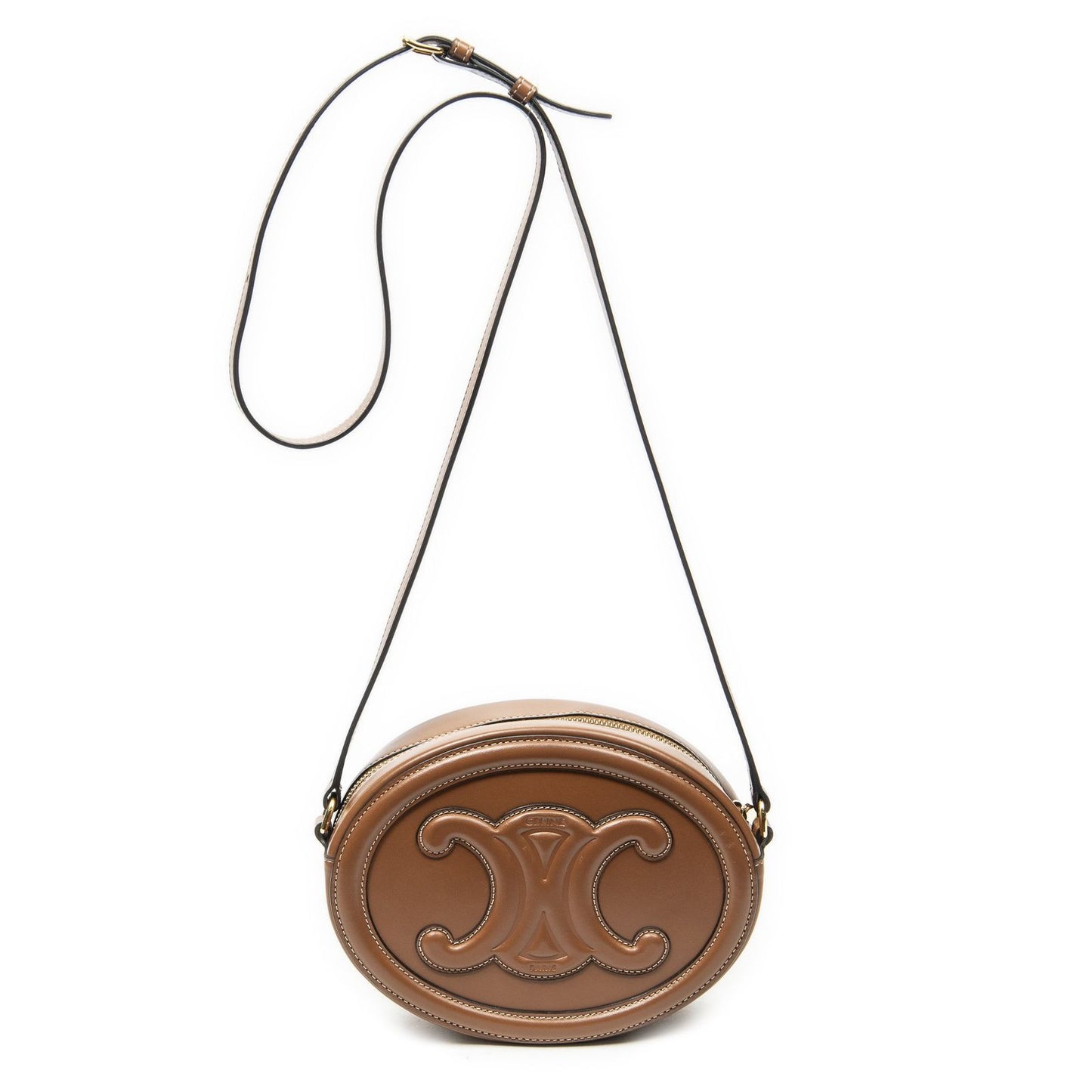 Celine Small Cuir Triomphe Oval Crossbody Brown Calfskin Leather — view 5
