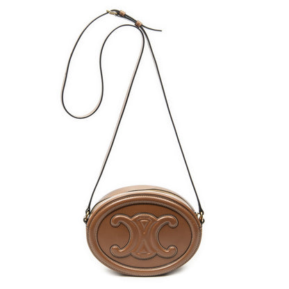 Celine Small Cuir Triomphe Oval Crossbody Brown Calfskin Leather — view 5