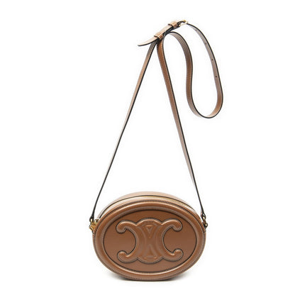 Celine Small Cuir Triomphe Oval Crossbody Brown Calfskin Leather