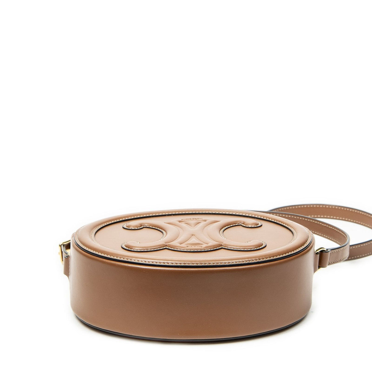 Celine Small Cuir Triomphe Oval Crossbody Brown Calfskin Leather — view 6