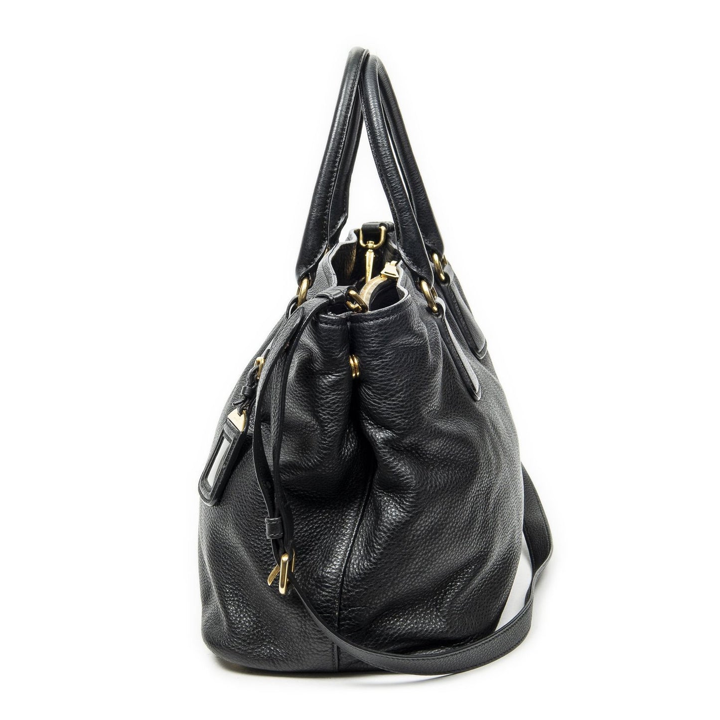 Prada Convertible Open Tote Black Vitello Daino — view 3