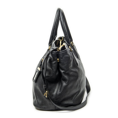 Prada Convertible Open Tote Black Vitello Daino — view 3