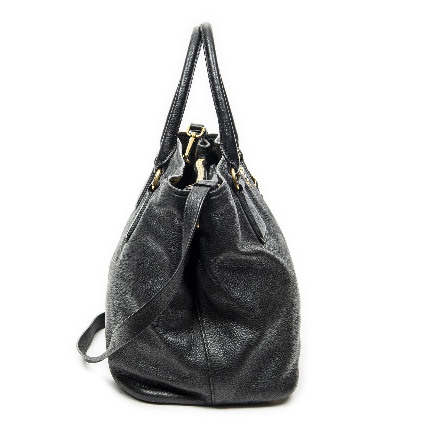 Prada Convertible Open Tote Black Vitello Daino — view 4