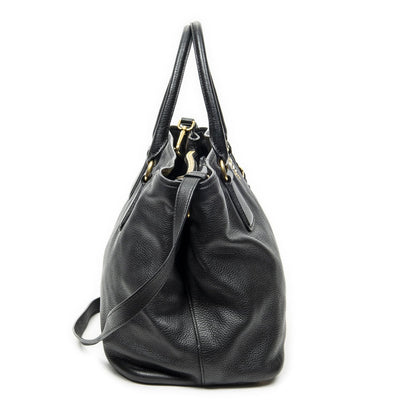 Prada Convertible Open Tote Black Vitello Daino — view 4