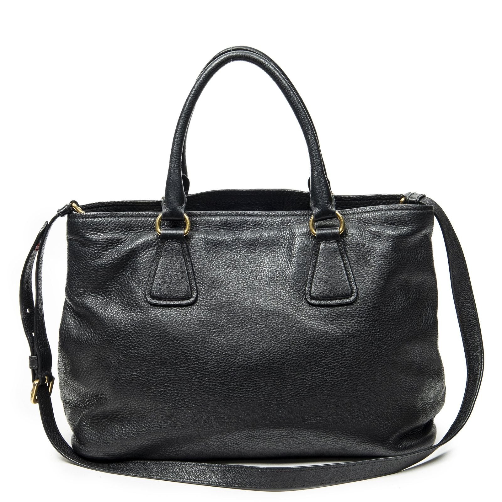 Prada Convertible Open Tote Black Vitello Daino — view 5