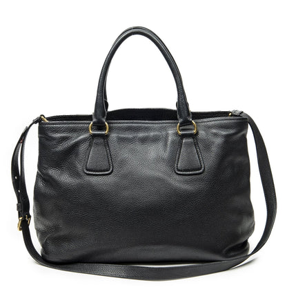 Prada Convertible Open Tote Black Vitello Daino — view 5