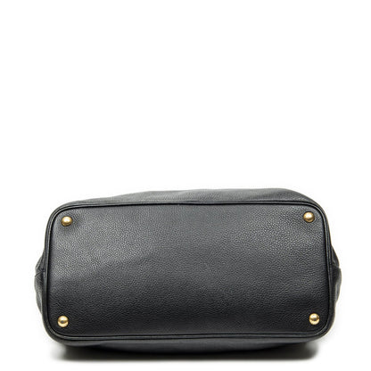 Prada Convertible Open Tote Black Vitello Daino — view 6