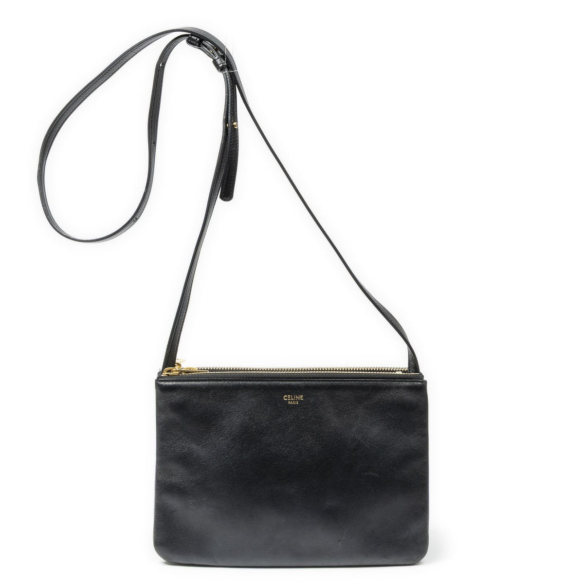 Celine Small Trio Crossbody Black Calfskin Leather