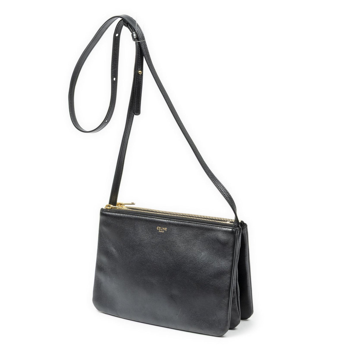 Celine Small Trio Crossbody Black Calfskin Leather — view 2