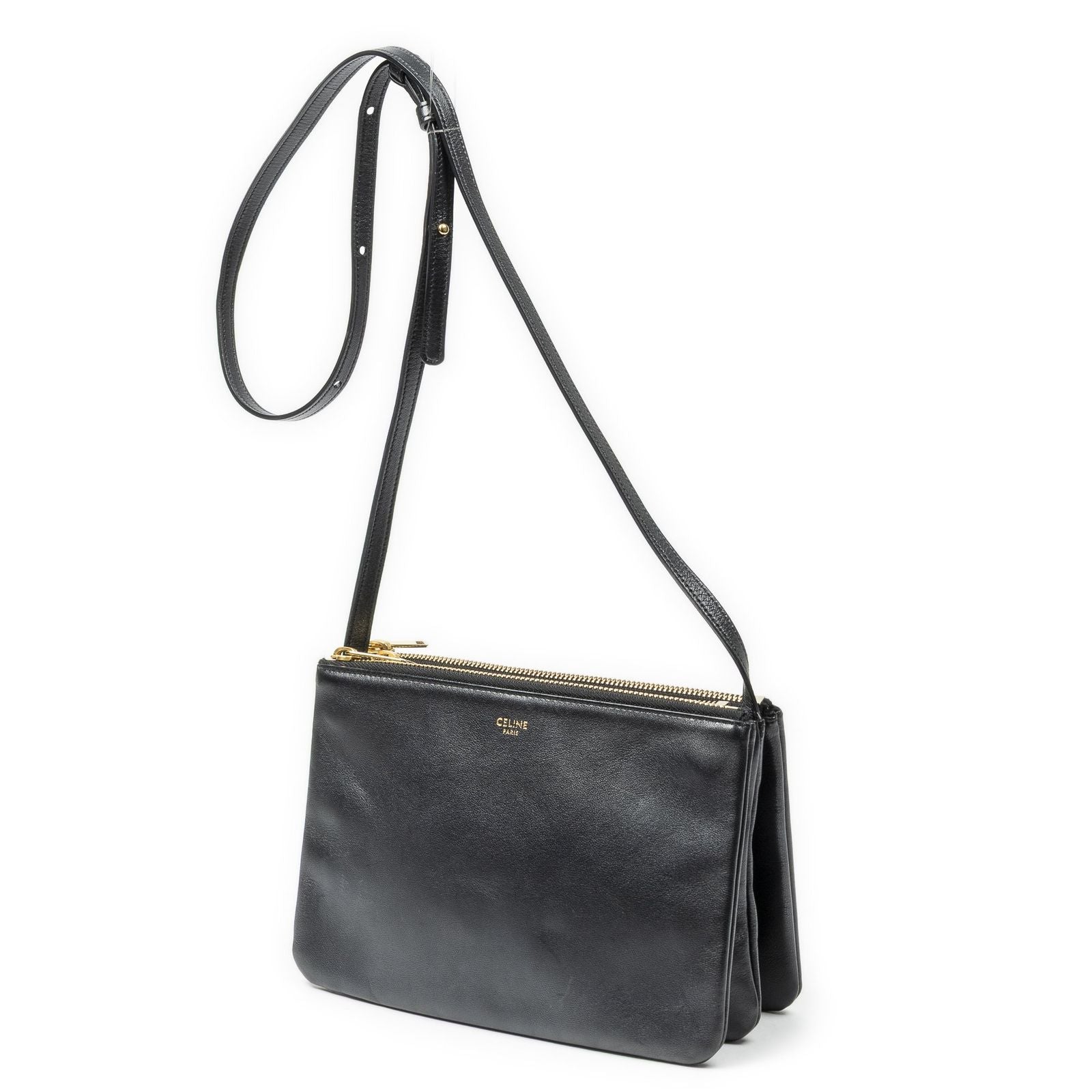 Celine Small Trio Crossbody Black Calfskin Leather — view 2