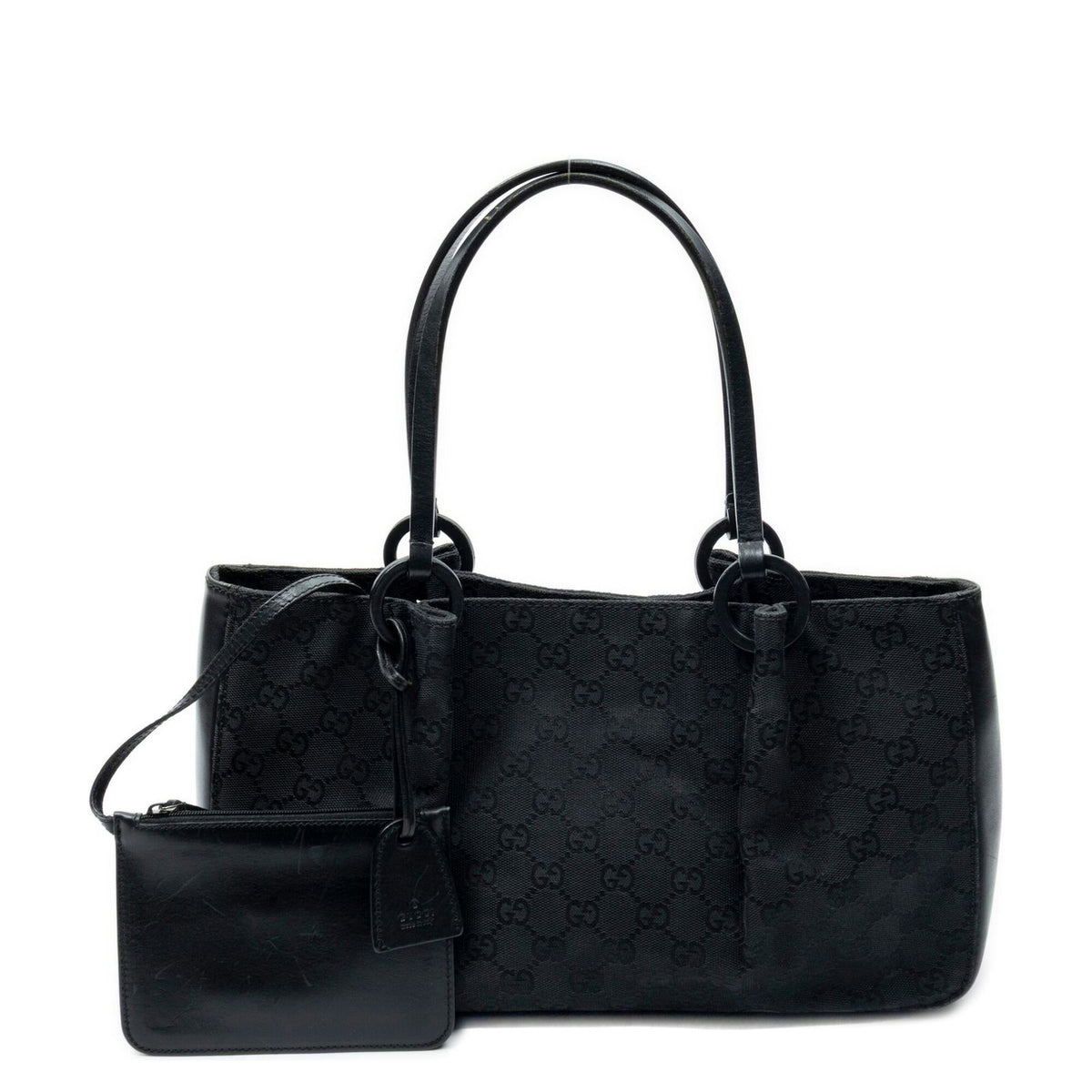 Gucci Rectangle Open Tote Black GG Canvas