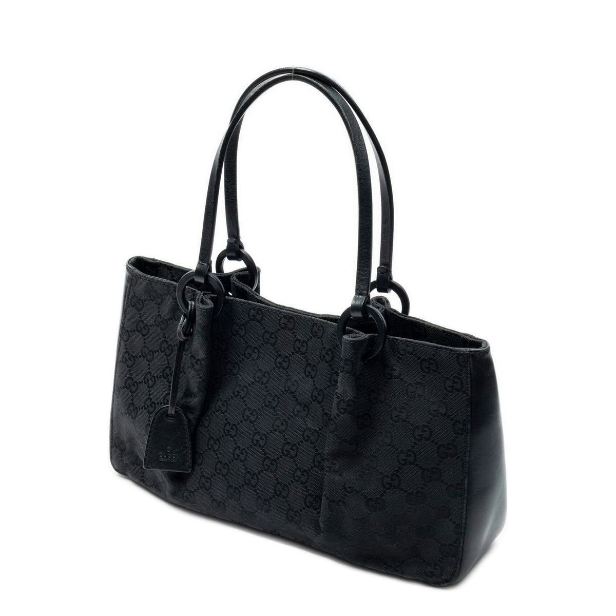 Gucci Rectangle Open Tote Black GG Canvas — view 2