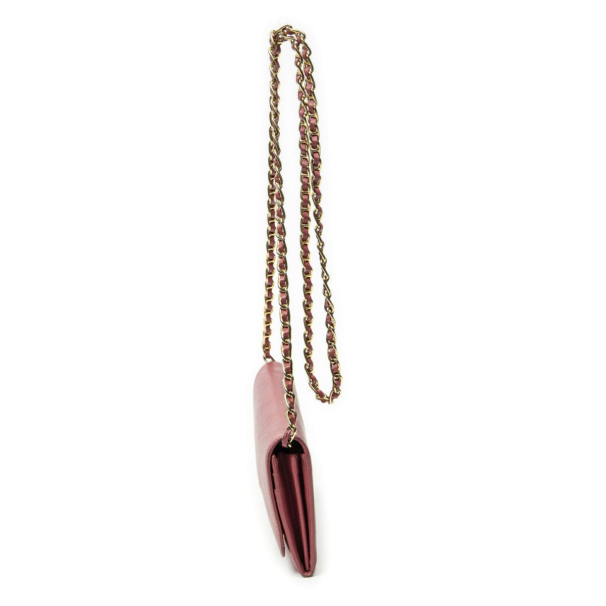 Prada Wallet on Chain Clutch Pink Saffiano Leather — view 3
