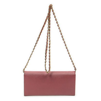Prada Wallet on Chain Clutch Pink Saffiano Leather — view 5