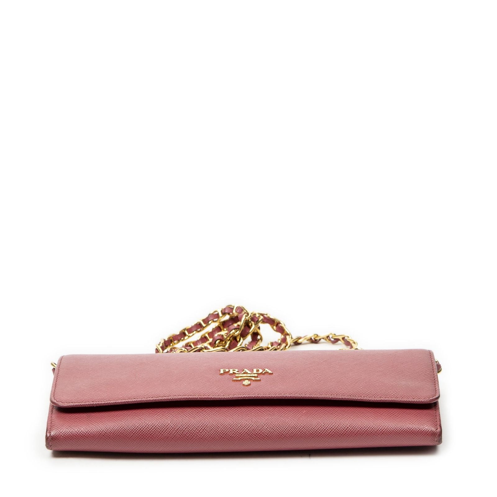 Prada Wallet on Chain Clutch Pink Saffiano Leather — view 6