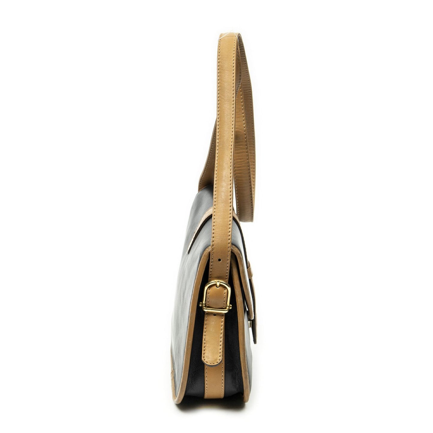 Celine Vintage Flap Bag Crossbody Black Beige Calfskin Leather — view 4