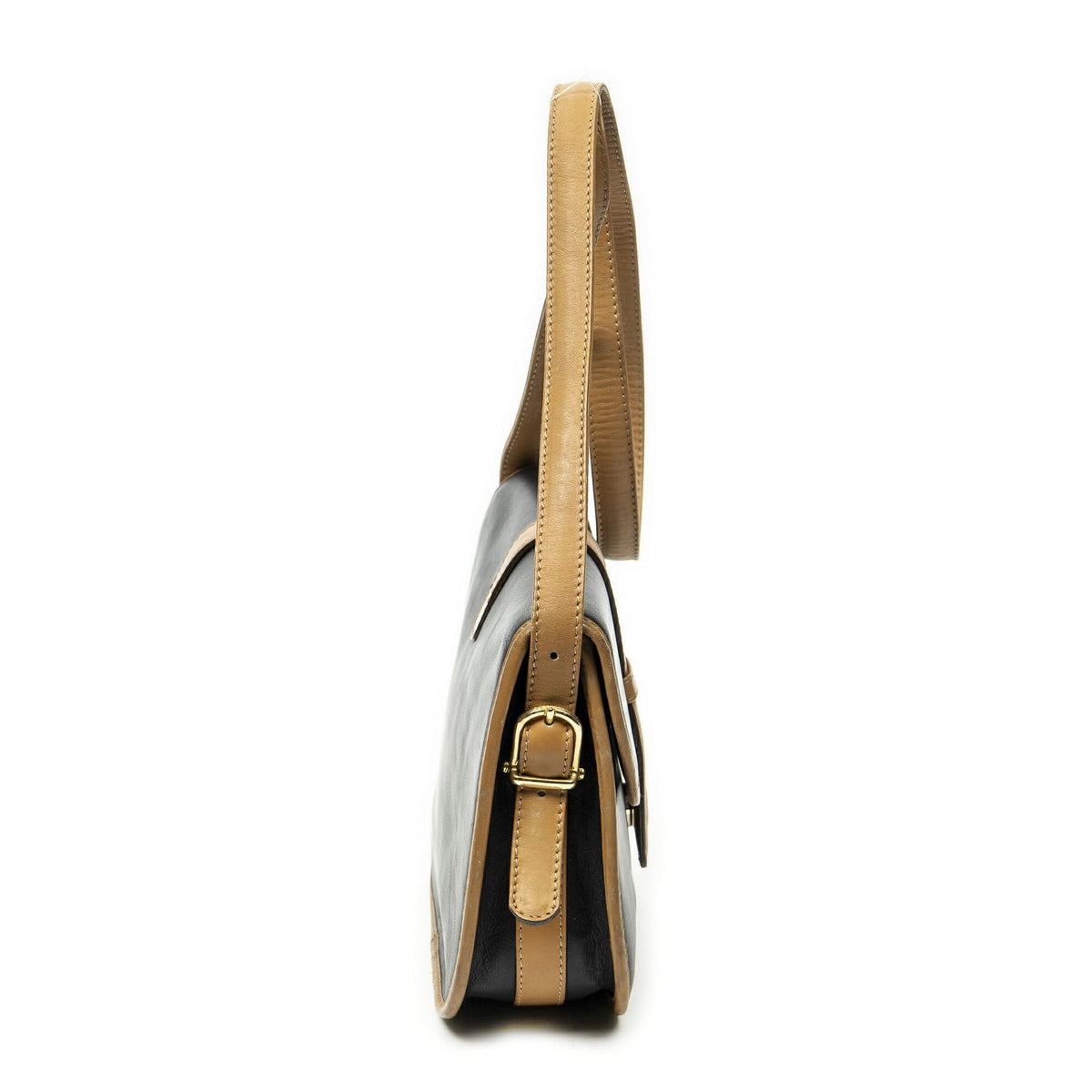 Celine Vintage Flap Bag Crossbody Black Beige Calfskin Leather — view 4