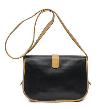 Celine Vintage Flap Bag Crossbody Black Beige Calfskin Leather — view 5