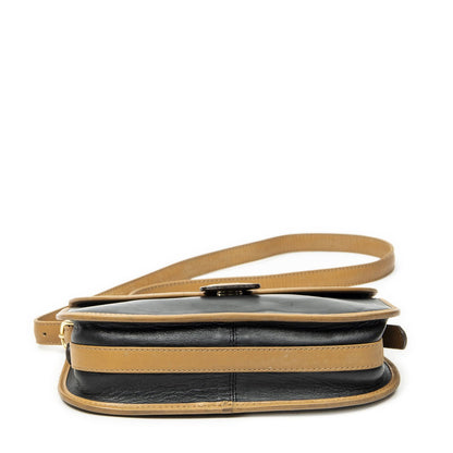 Celine Vintage Flap Bag Crossbody Black Beige Calfskin Leather — view 6