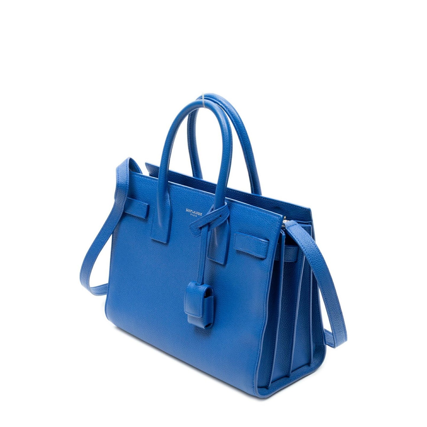 Saint Laurent Nano Sac de Jules Blue Grain Calfskin Leather Shoulder Bag — view 2