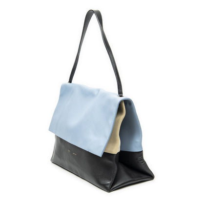 Celine All Soft Bag Light Blue Black Beige Calfskin Leather — view 2
