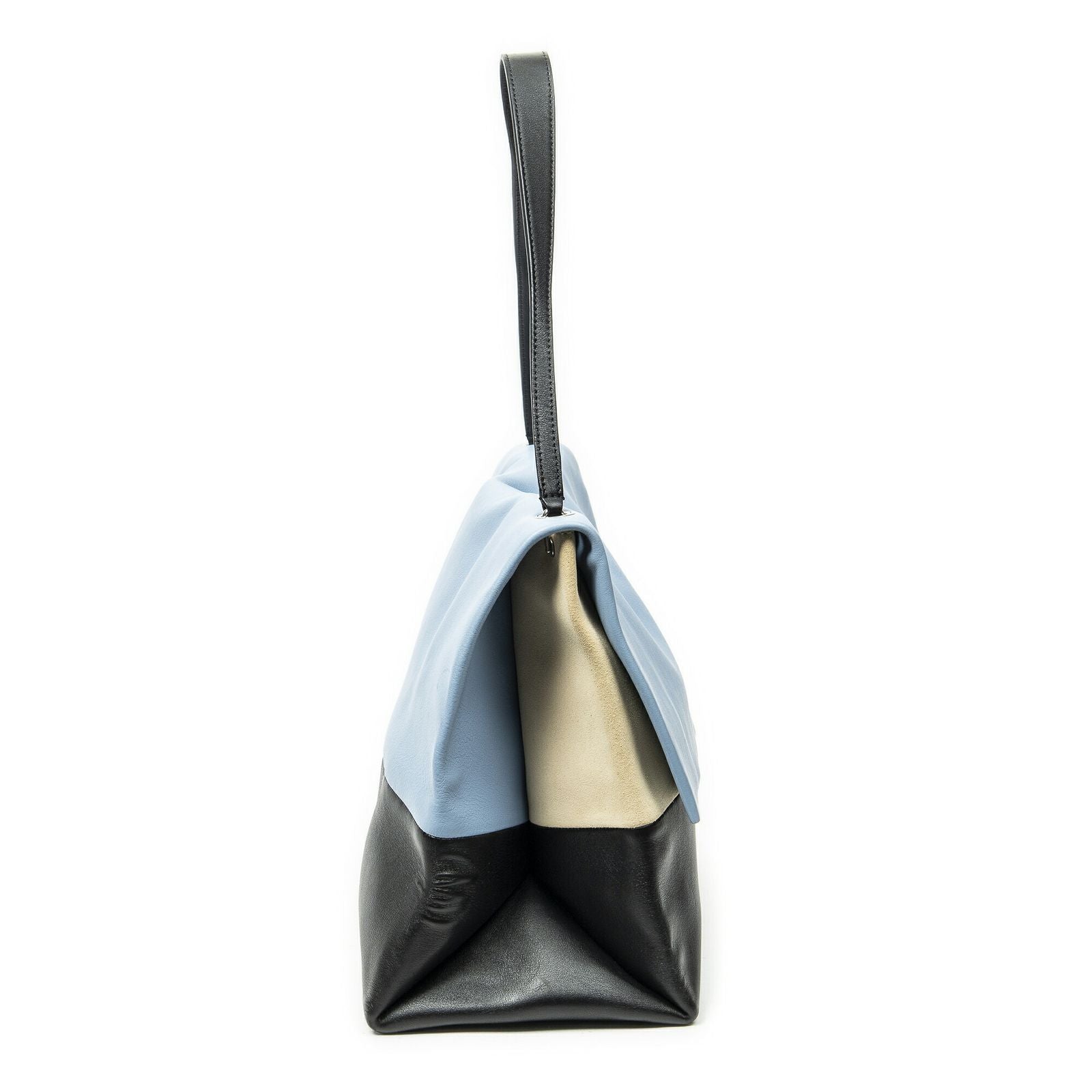 Celine All Soft Bag Light Blue Black Beige Calfskin Leather — view 4